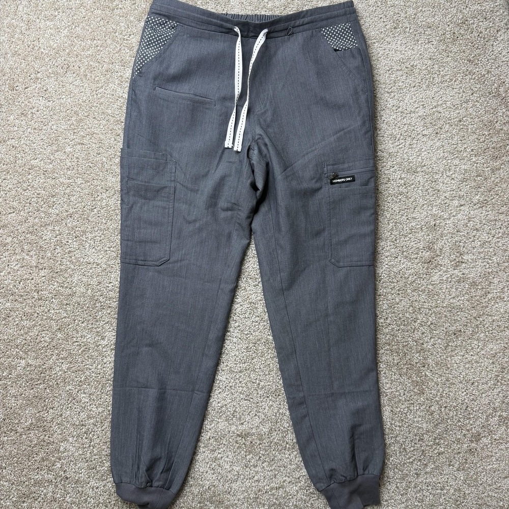 Members Only Pants Mens Small Gray Jogger Relaxed Fit Tapered Cuffed Stretch